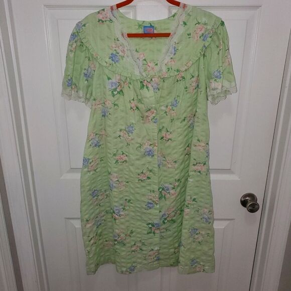 VMTAGE MOON BEANS MINT GREEN FLORAL PRINT NIGHT GOWN SIZE SMALL - Picture 1 of 7